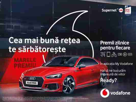 In cadrul campaniei „Cea mai buna retea te sarbatoreste”, utilizatorii aplicatiei My Vodafone sunt rasplatiti cu milioane de premii zilnice, precum si cu un Audi RS5 Coupé